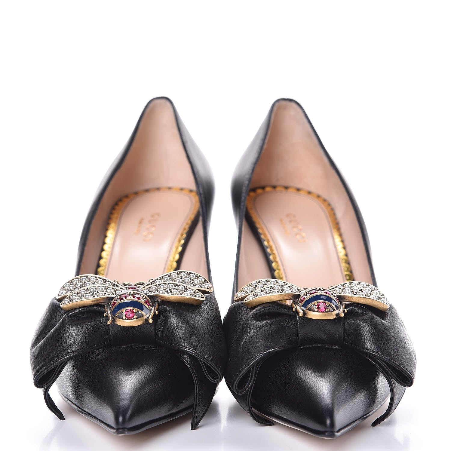 Gucci Nappa Queen Margaret Mid Heel Pumps 38.5 Black 2 of 8