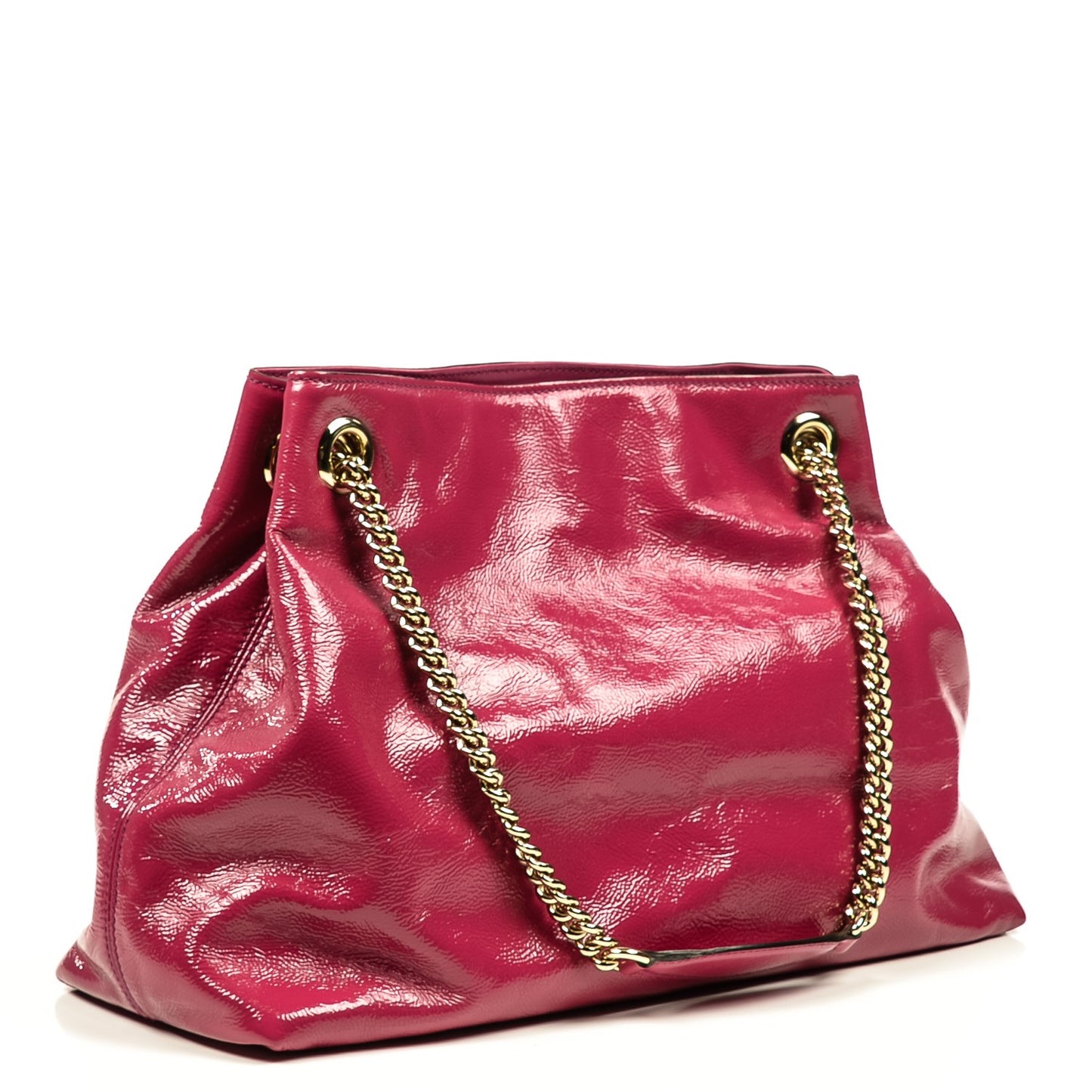 Vernice Naplack Medium Soho Chain Shoulder Bag Bright Bouganville