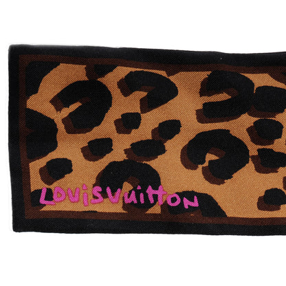 Louis Vuitton Silk Leopard Bandeau Scarf Marron 3 of 5
