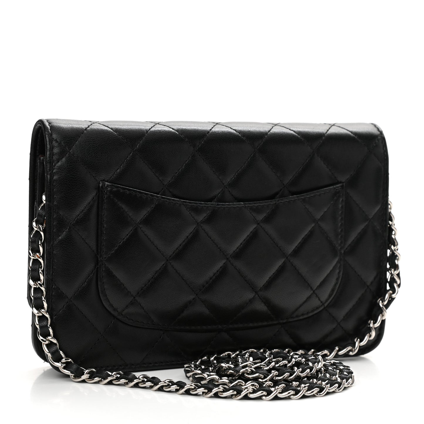Lambskin Quilted Wallet On Chain WOC Black