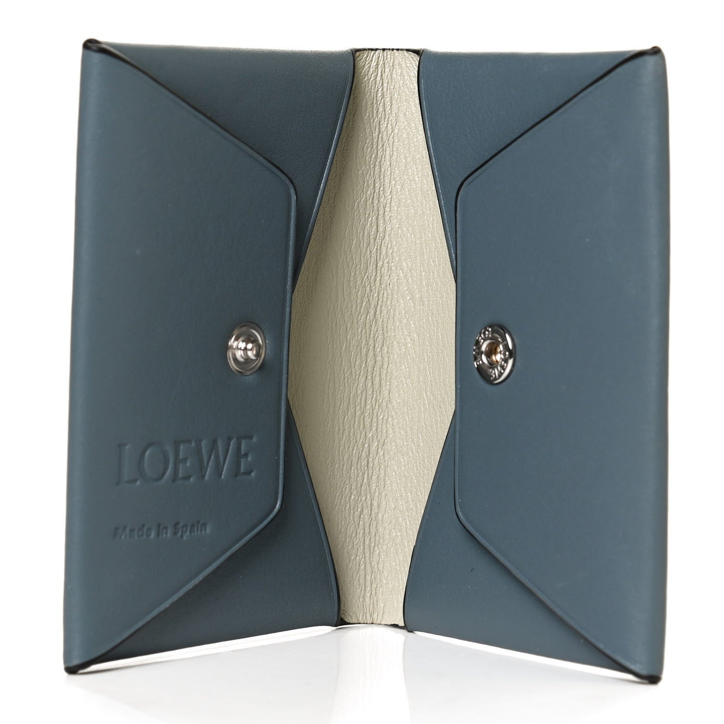 Calfskin Calfskin Anagram Bifold Card Holder Stone Blue