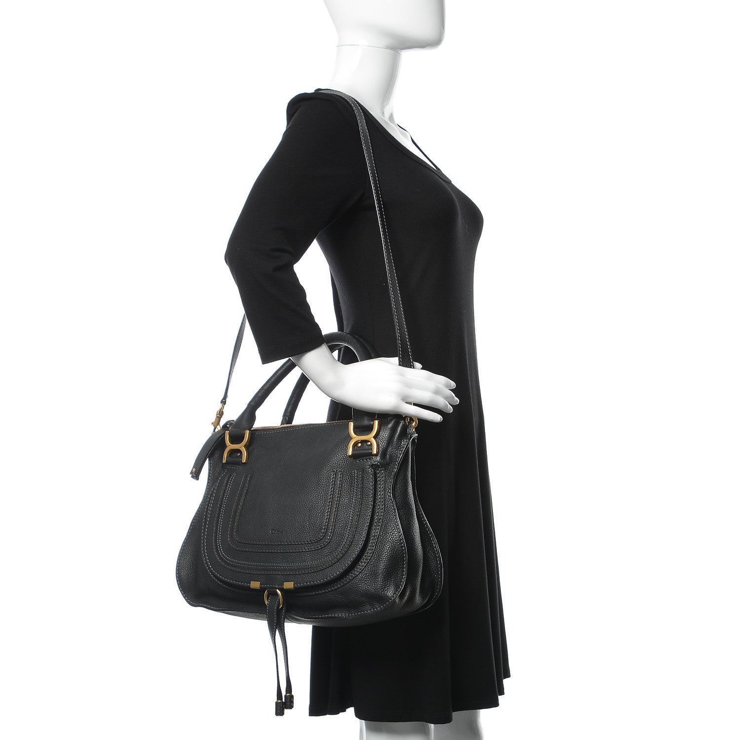 Chloe Calfskin Medium Marcie Satchel Black 2 of 9