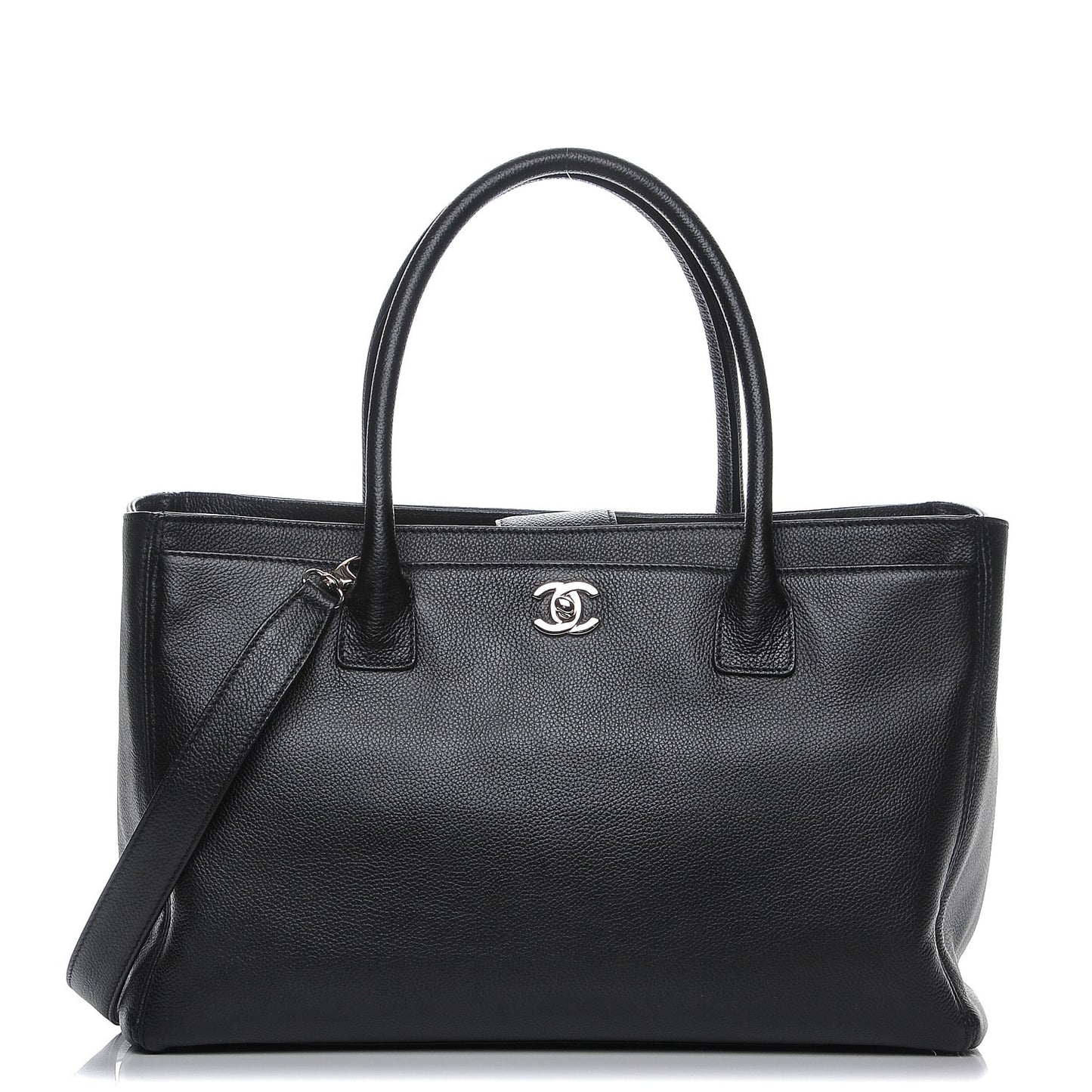 Calfskin Cerf Executive Shopper Tote Black