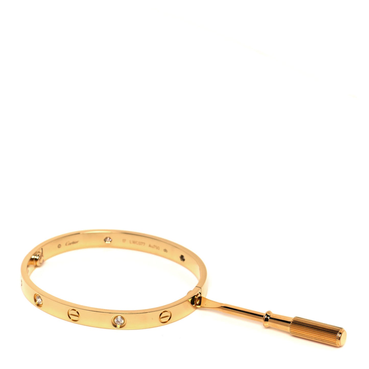 18K Yellow Gold 4 Diamond LOVE Bracelet 17