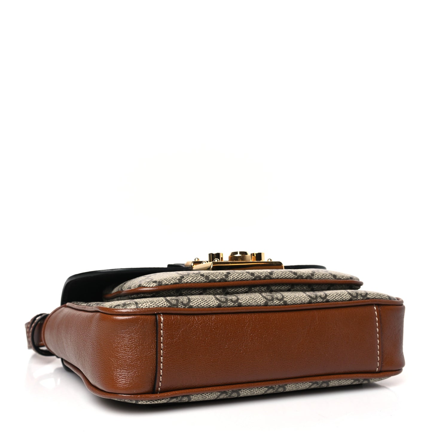 GG Supreme Monogram New Sakai Lux Calfskin Mini Padlock Flap Pocket Shoulder Bag Beige Ebony Black Cuir
