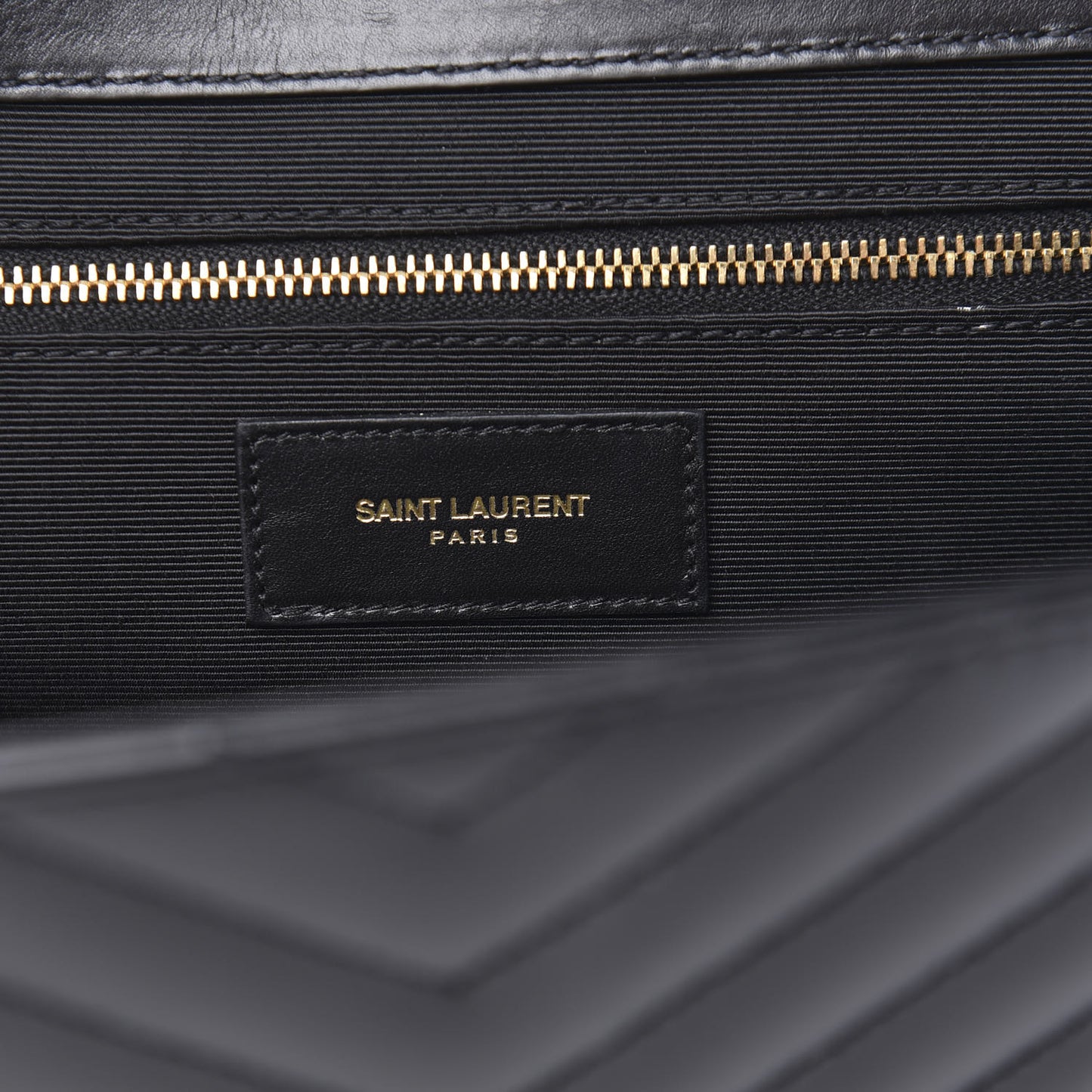 Smooth Calfskin Matelasse Chevron Large Monogram Satchel Black
