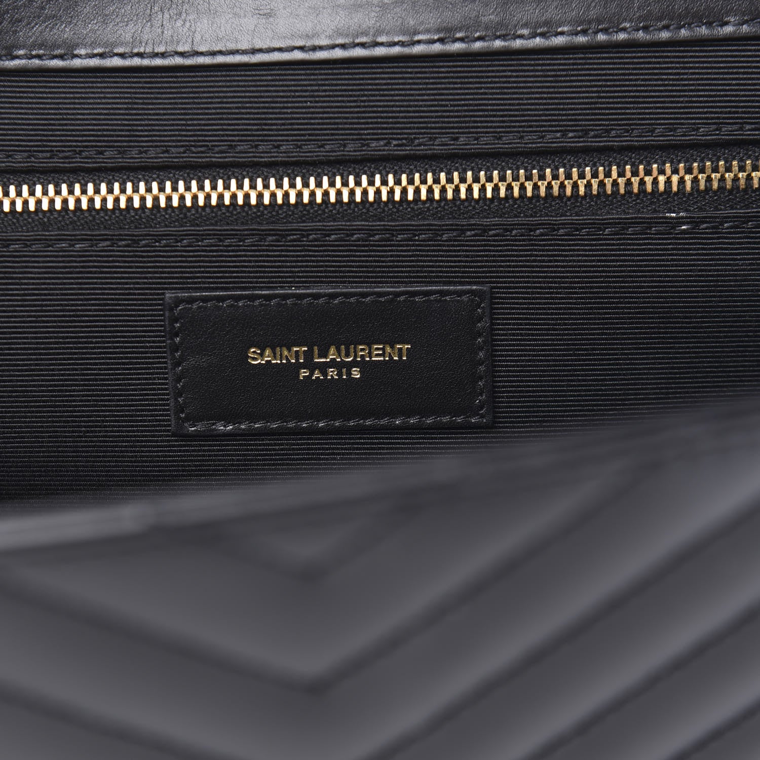 Saint Laurent Smooth Calfskin Matelasse Chevron Large Monogram Satchel Black 7 of 12