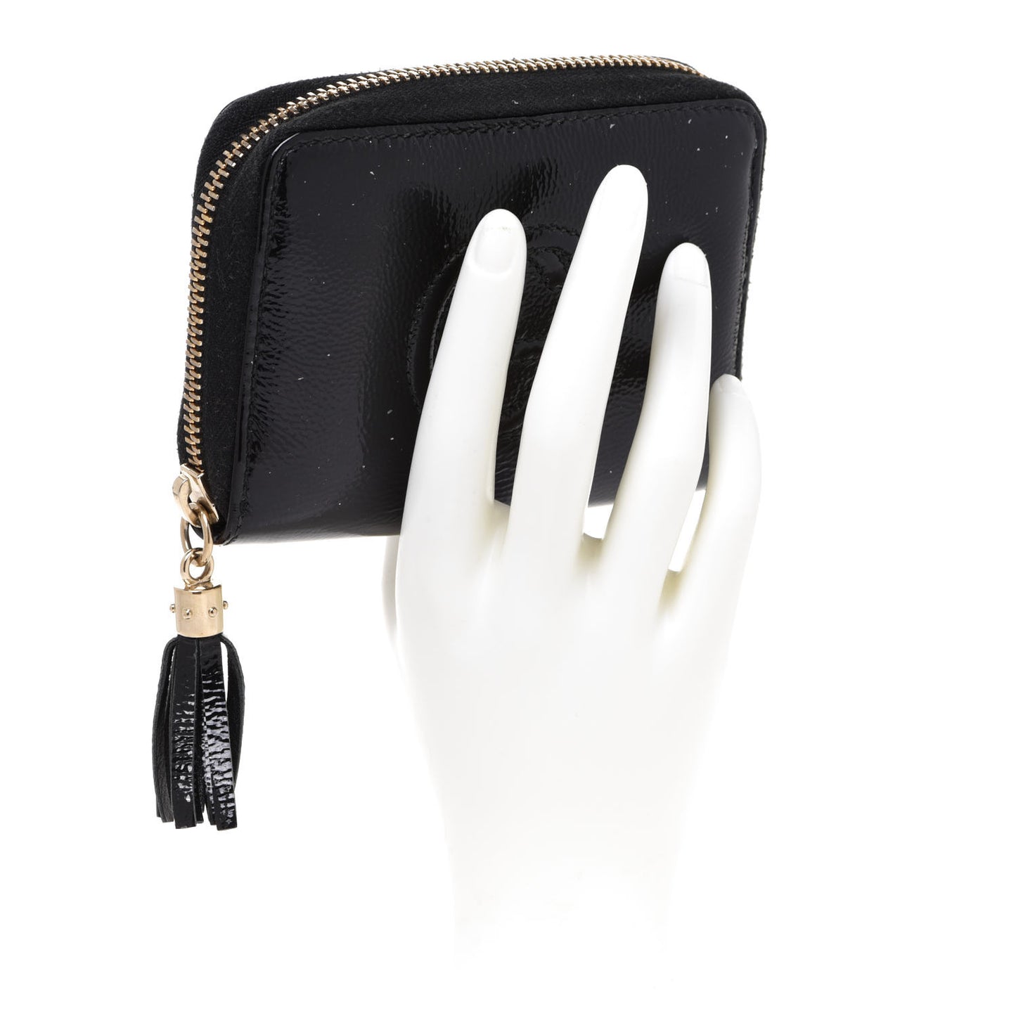Patent Soho Compact Disco Zip Around Wallet Black