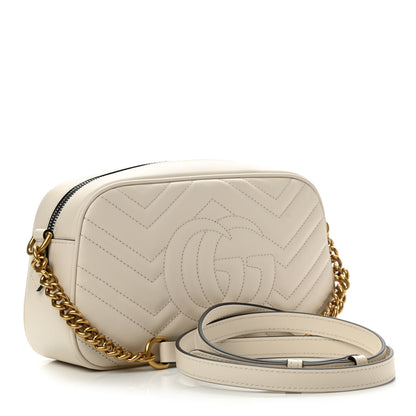 Gucci Calfskin Matelasse Small GG Marmont Chain Shoulder Bag White 3 of 10