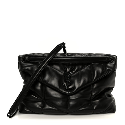 Saint Laurent Lambskin Quilted Monogram Monochrome Medium Loulou Puffer Chain Satchel Black 1 of 11