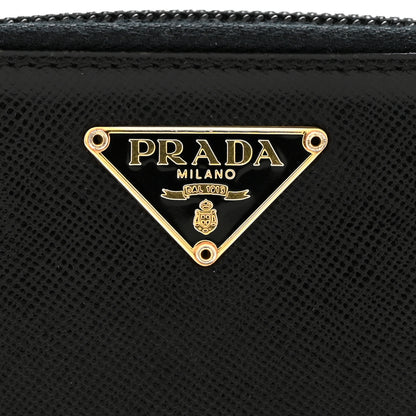 Prada Saffiano Vernice Compact Zip Around Wallet Black 13 of 14
