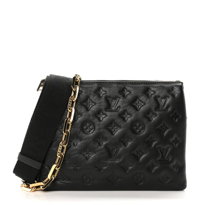 Louis Vuitton Lambskin Embossed Monogram Coussin PM Black 1 of 10