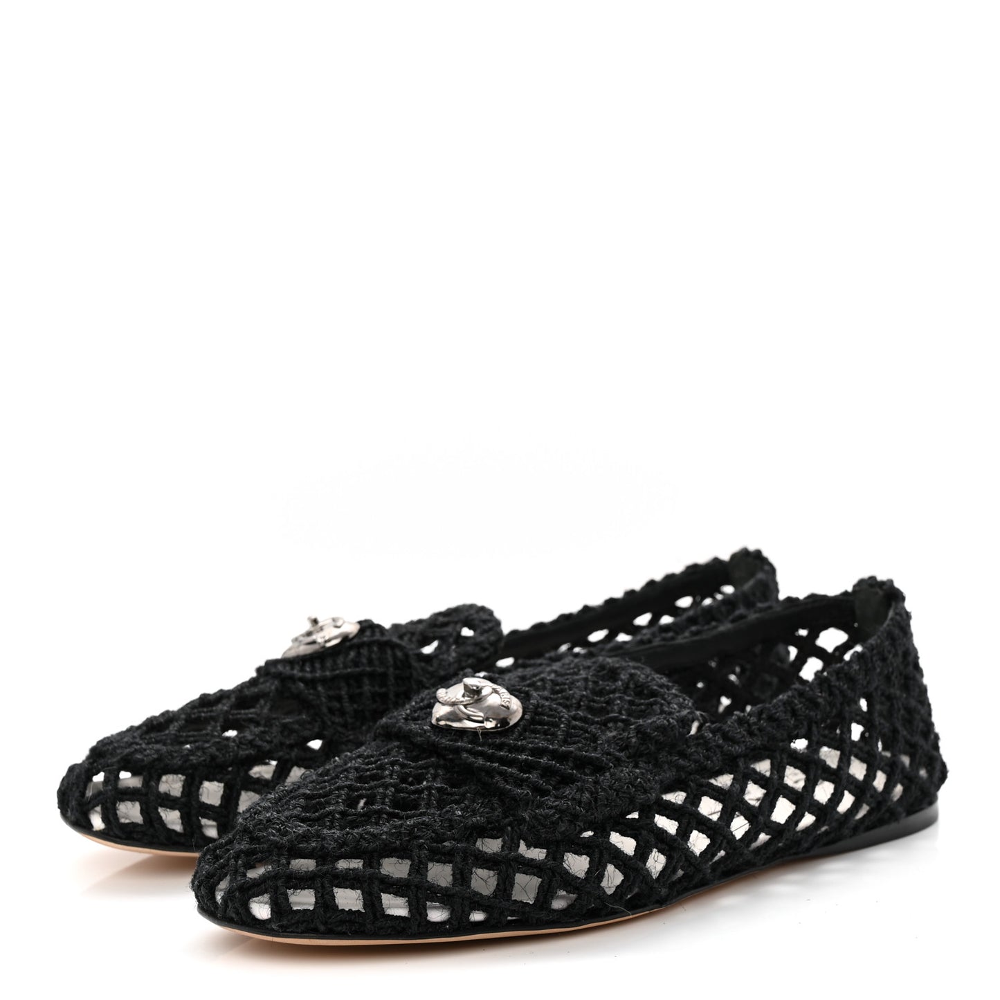 Cord Braided CC Mocassin Loafers 38.5 Black