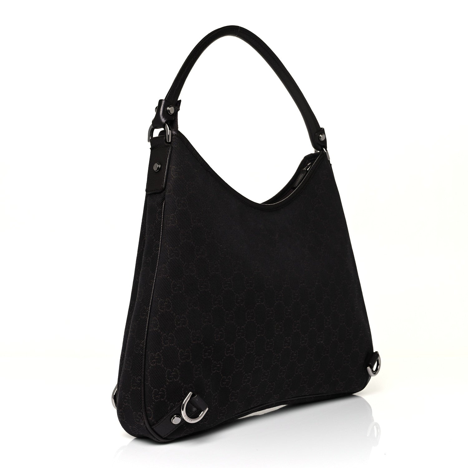 Gucci Denim Monogram Abbey D Ring Hobo Brown 3 of 9