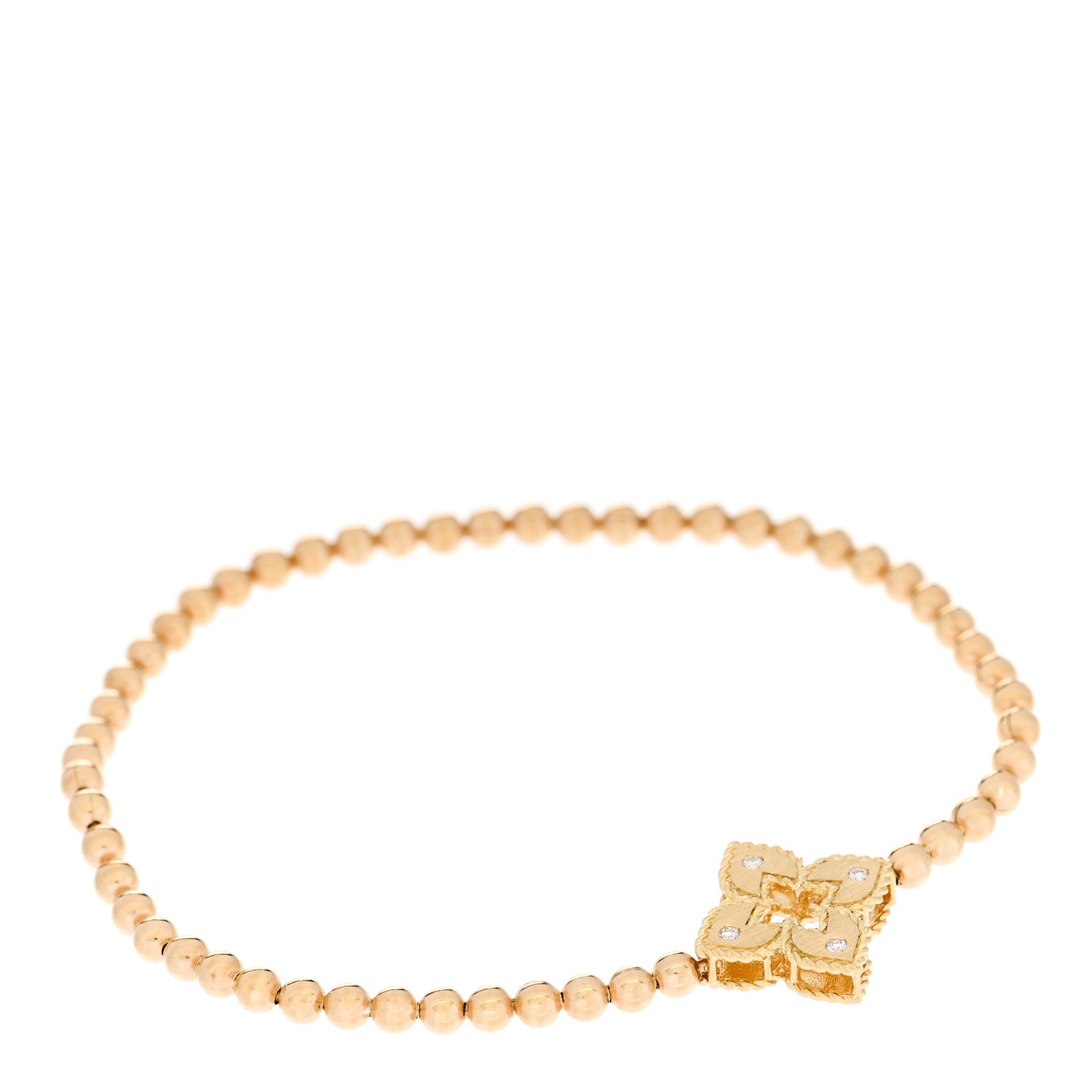 18K Yellow Gold Diamond Petite Venetian Small Station Stretch Bracelet
