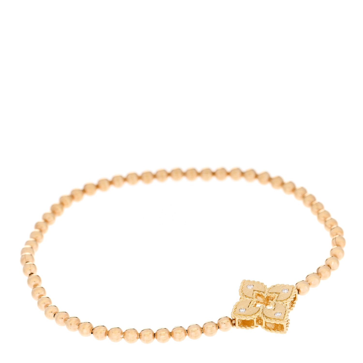 Roberto Coin 18K Yellow Gold Diamond Petite Venetian Small Station Stretch Bracelet 1 of 3