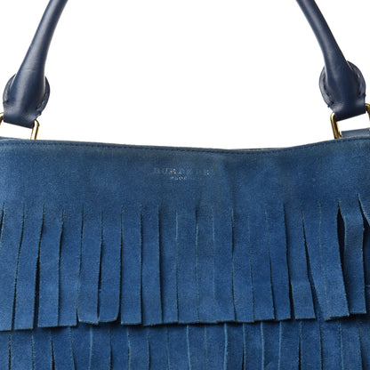Burberry Prorsum Suede Fringe Bucket Bag Blue 11 of 11