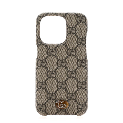 Gucci GG Supreme Monogram Ophidia iPhone 14 Pro Phone Case Beige Ebony 1 of 7