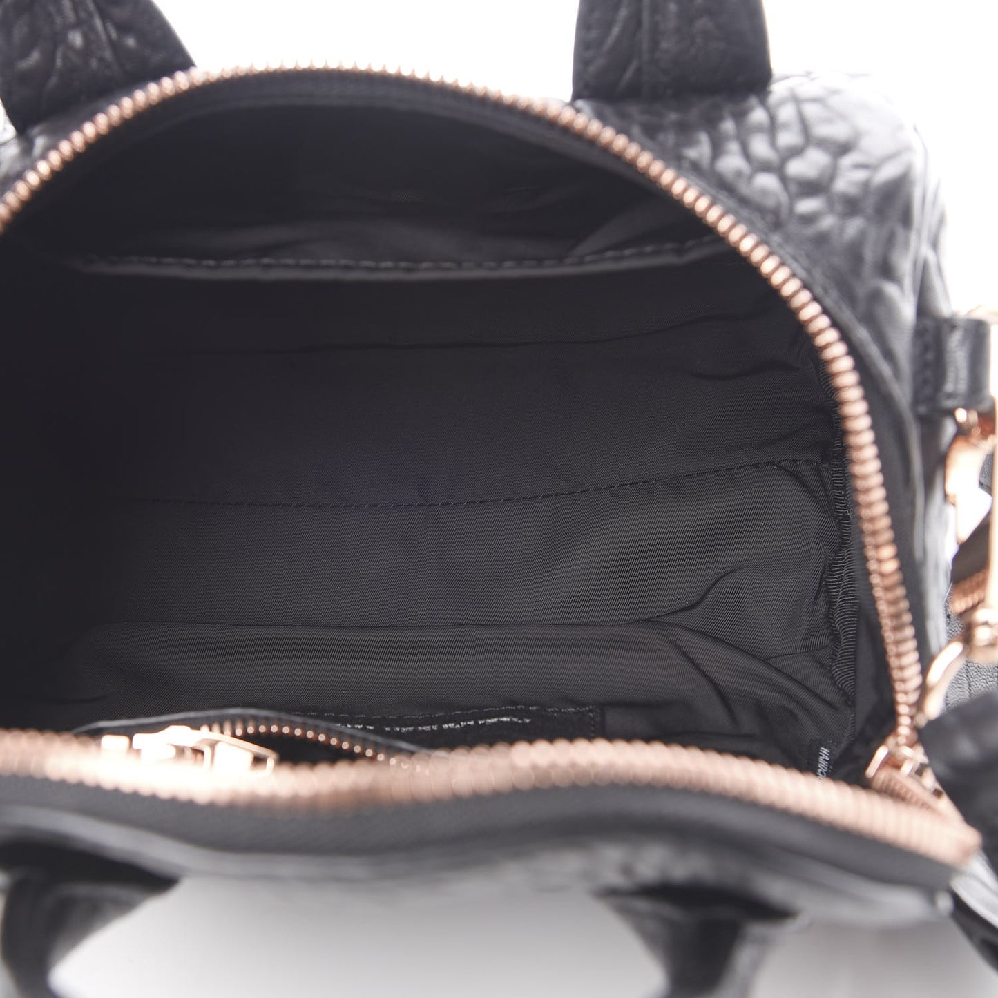 Pebbled Lambskin Mini Rockie Black Rose Gold Hardware