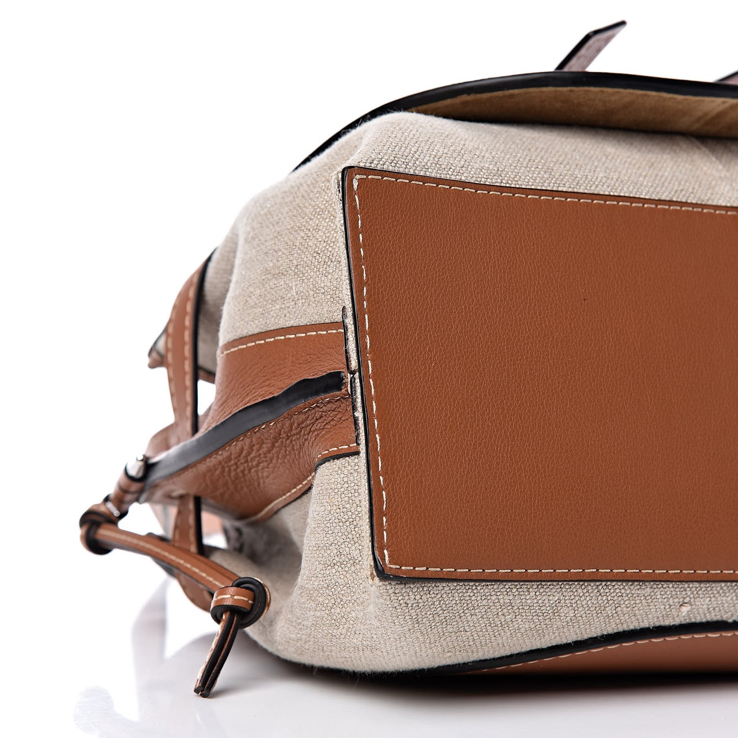 Calfskin Canvas Gate Tote Natural Tan