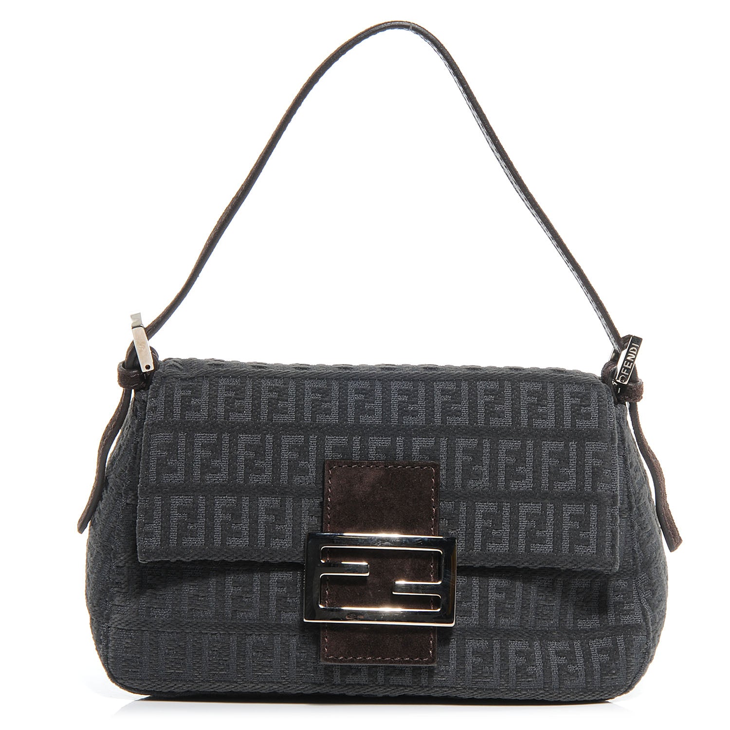 Fendi Velvet Zucchino Suede Mini Mama Baguette Grigio Testa di Moro 1 of 8