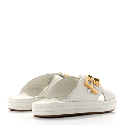Fendi Vitello Womens Fendigraphy Slide Sandals 37 White Ice 4 of 8