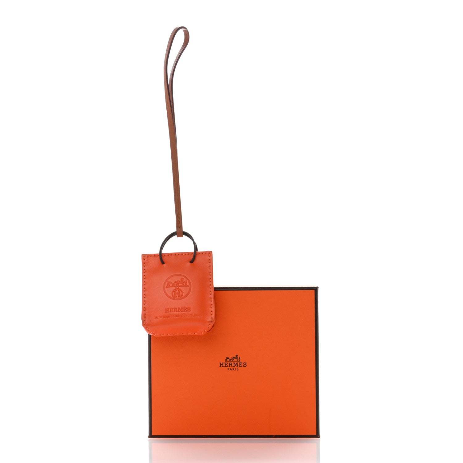 Hermes Milo Lambskin Swift Shopping Bag Charm Feu Gold 4 of 4
