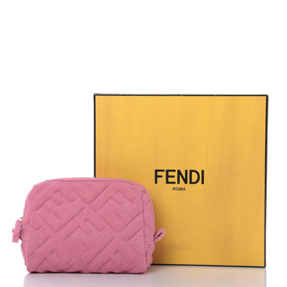Fendi Terry Cloth Vitello Century Matte FF 1974 Embossed Small Trapezoid Beauty Pouch Lollypop 10 of 10