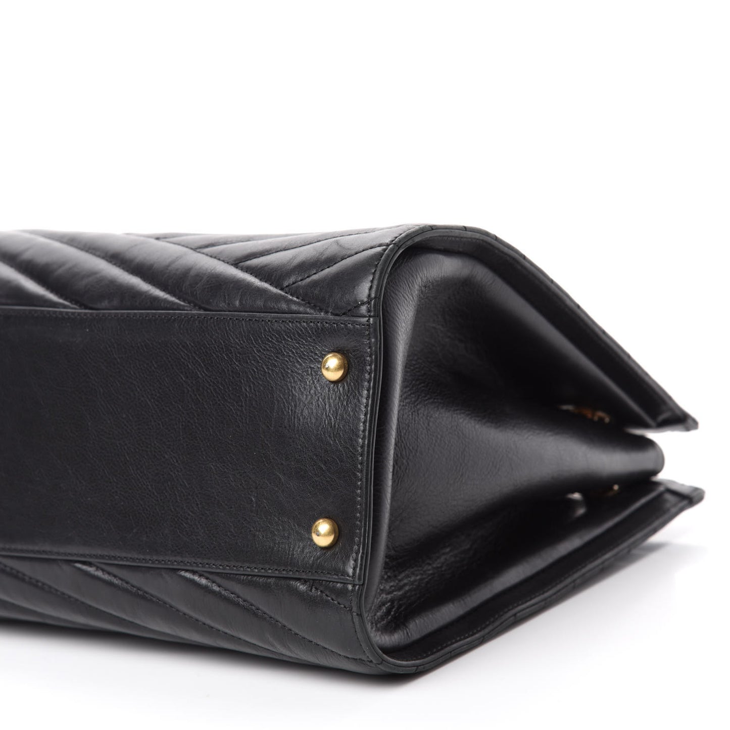 Calfskin Chevron Quilted Gabrielle Tote Black