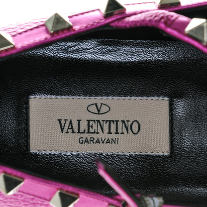 Valentino Garavani Metallic Pebbled Calfskin Rockstud Cage Ballerina Flats 38 Peony 7 of 8