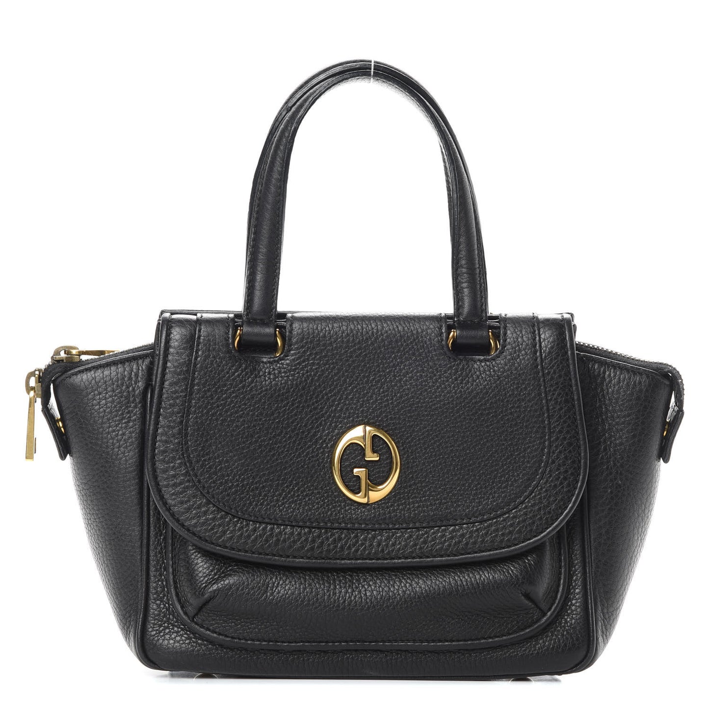 Pebbled Calfskin Small 1973 Top Handle Satchel Black