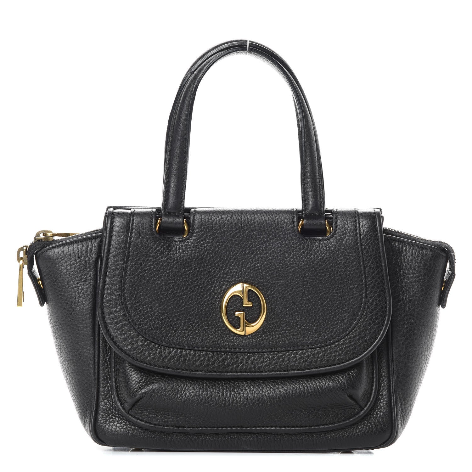 Gucci Pebbled Calfskin Small 1973 Top Handle Satchel Black 1 of 15