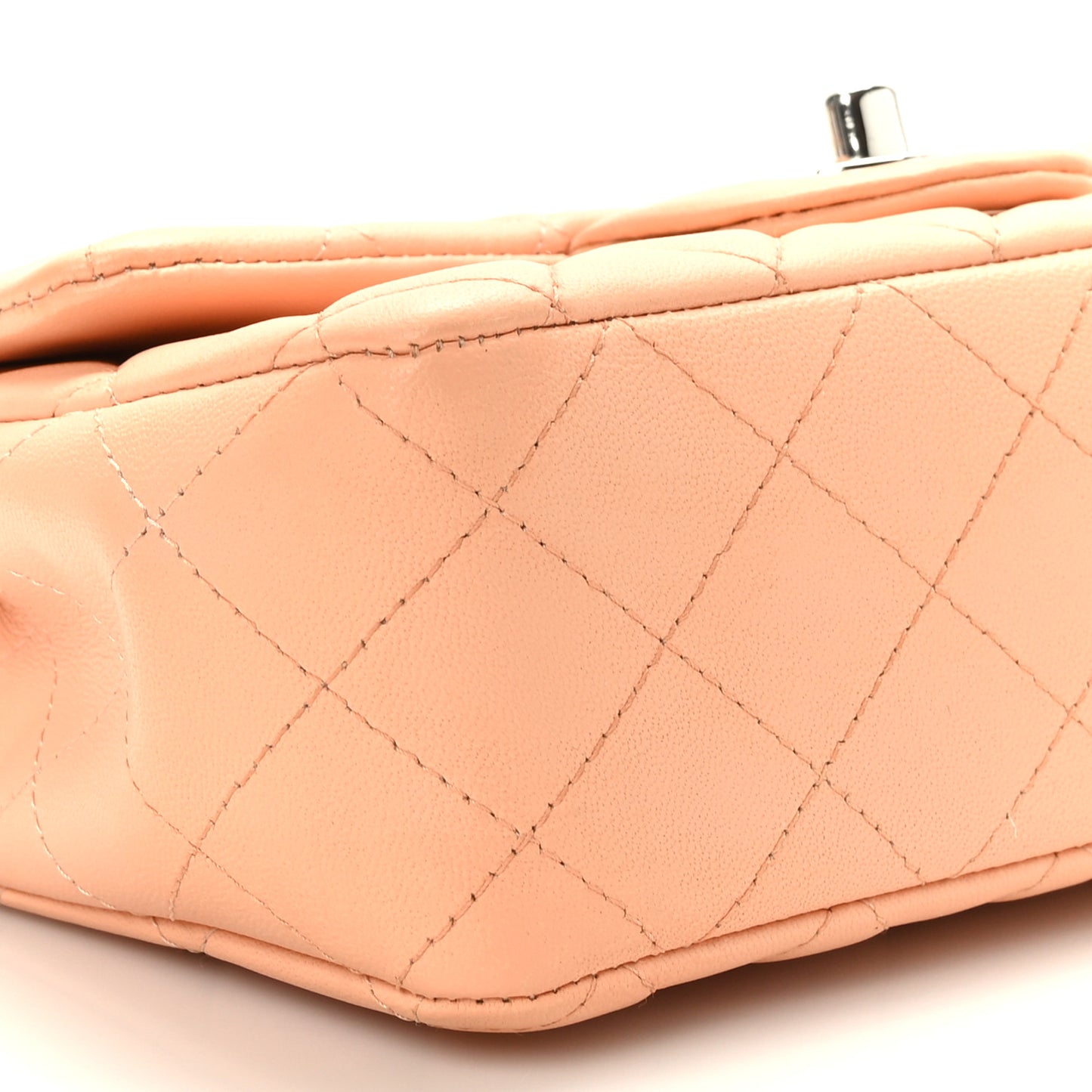 Lambskin Quilted Mini Rectangular Flap Light Pink