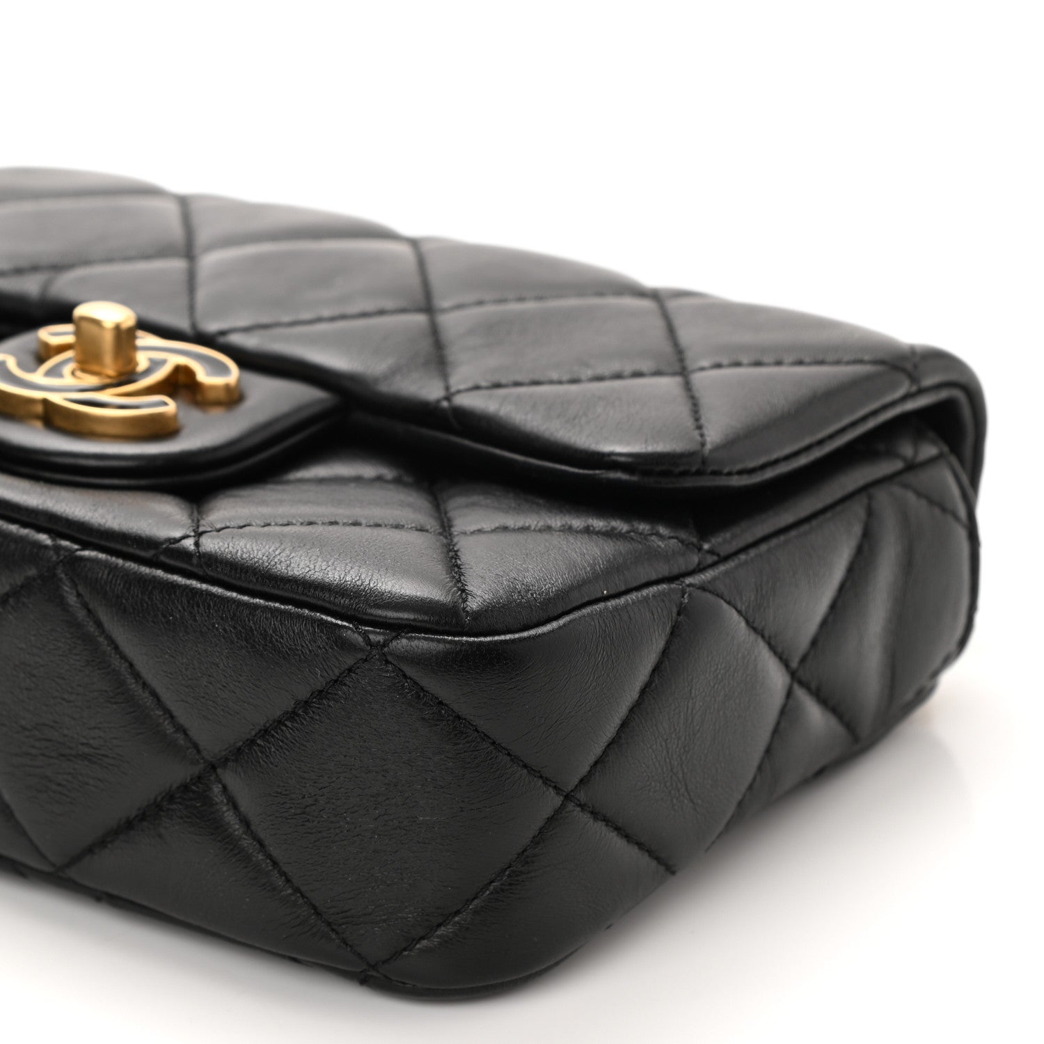 Chanel Lambskin Enamel Quilted Mini Pending CC Square Flap Black 10 of 11