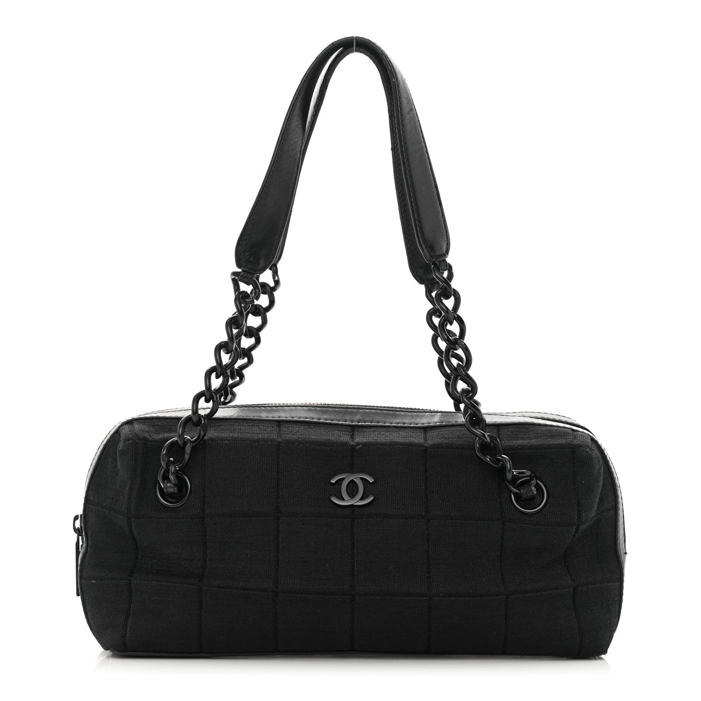 Jersey Quilted Chocolate Bar Shoulder Bag Black