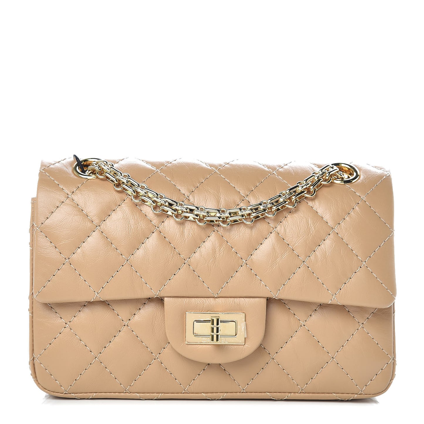 Aged Calfskin Quilted 2.55 Reissue Mini Flap Beige