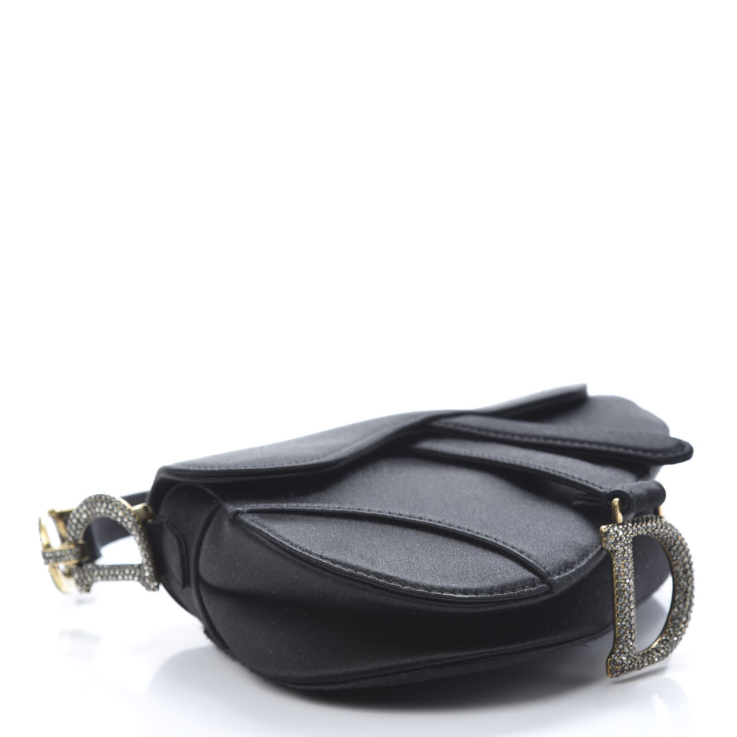 Christian Dior Satin Crystal Mini Saddle Bag Black 4 of 10