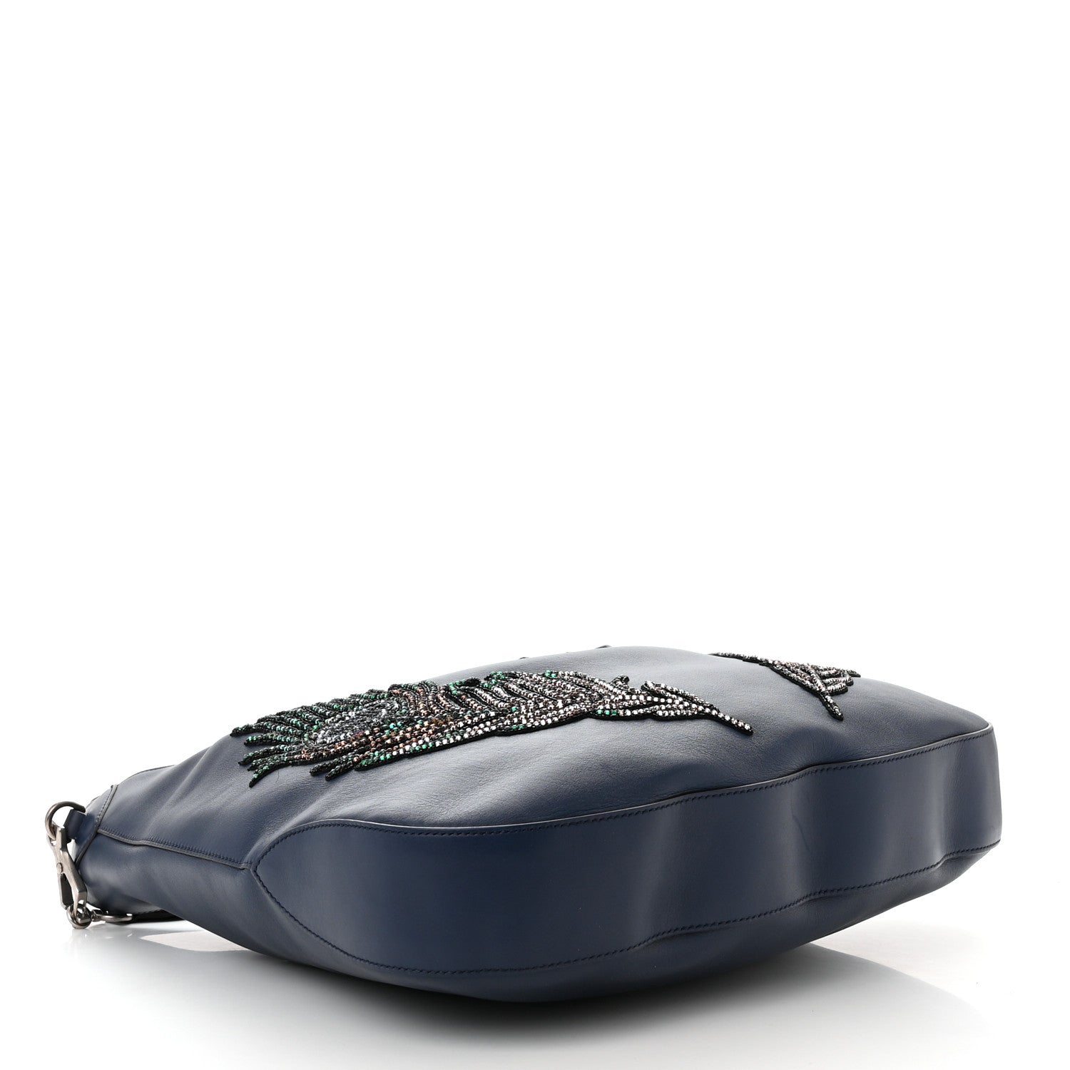 Gucci Calfskin Crystal Feather Embroidered Large Dionysus Hobo Dark Blue 4 of 11