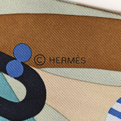 Hermes Silk Parade En Fanfare Twilly Bleu Camel Rouge 4 of 6