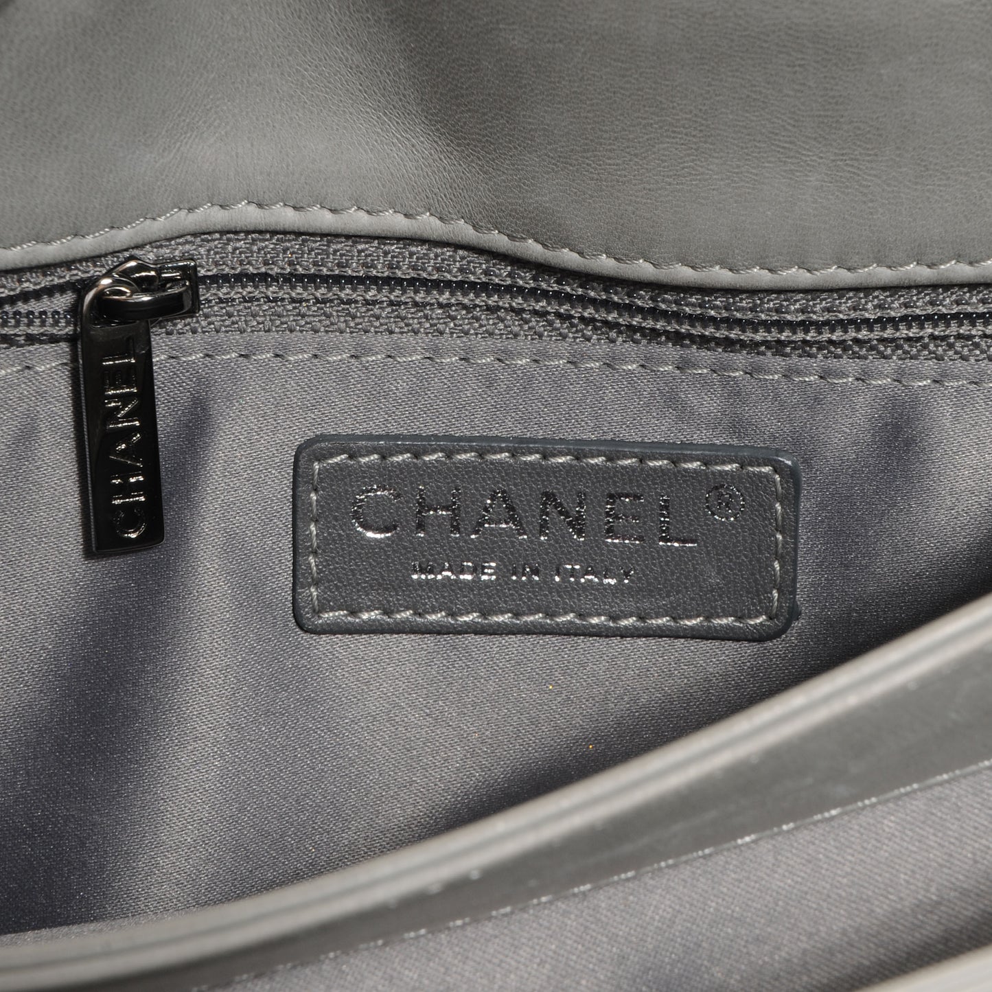 Lambskin Quilted 3 Large Flap Grey