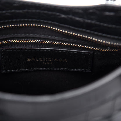 Balenciaga Calfskin Crocodile Embossed Classic SIlver Hardware Mini City Black 7 of 10