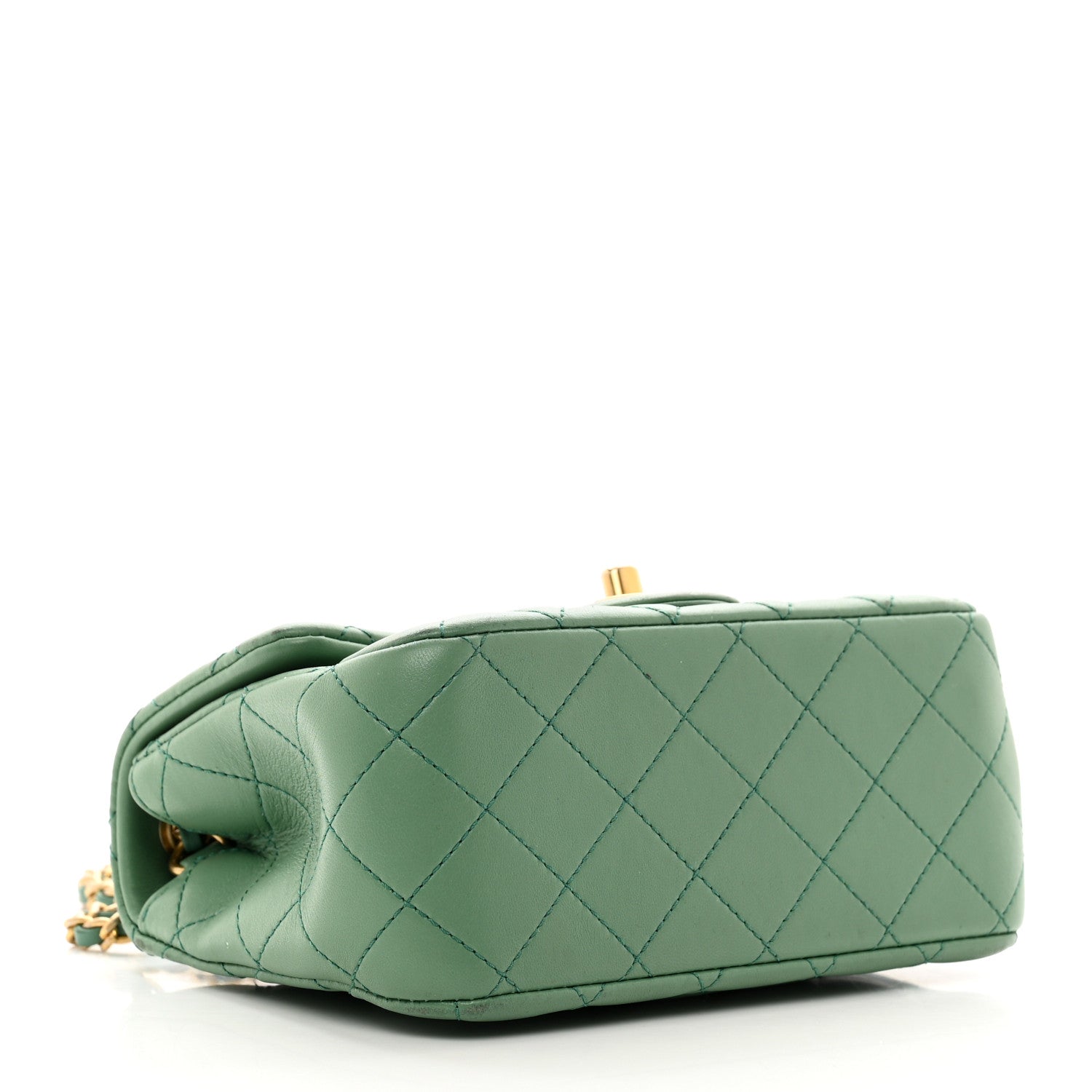 Chanel Lambskin Quilted Mini Pearl Crush Flap Dark Green 3 of 11