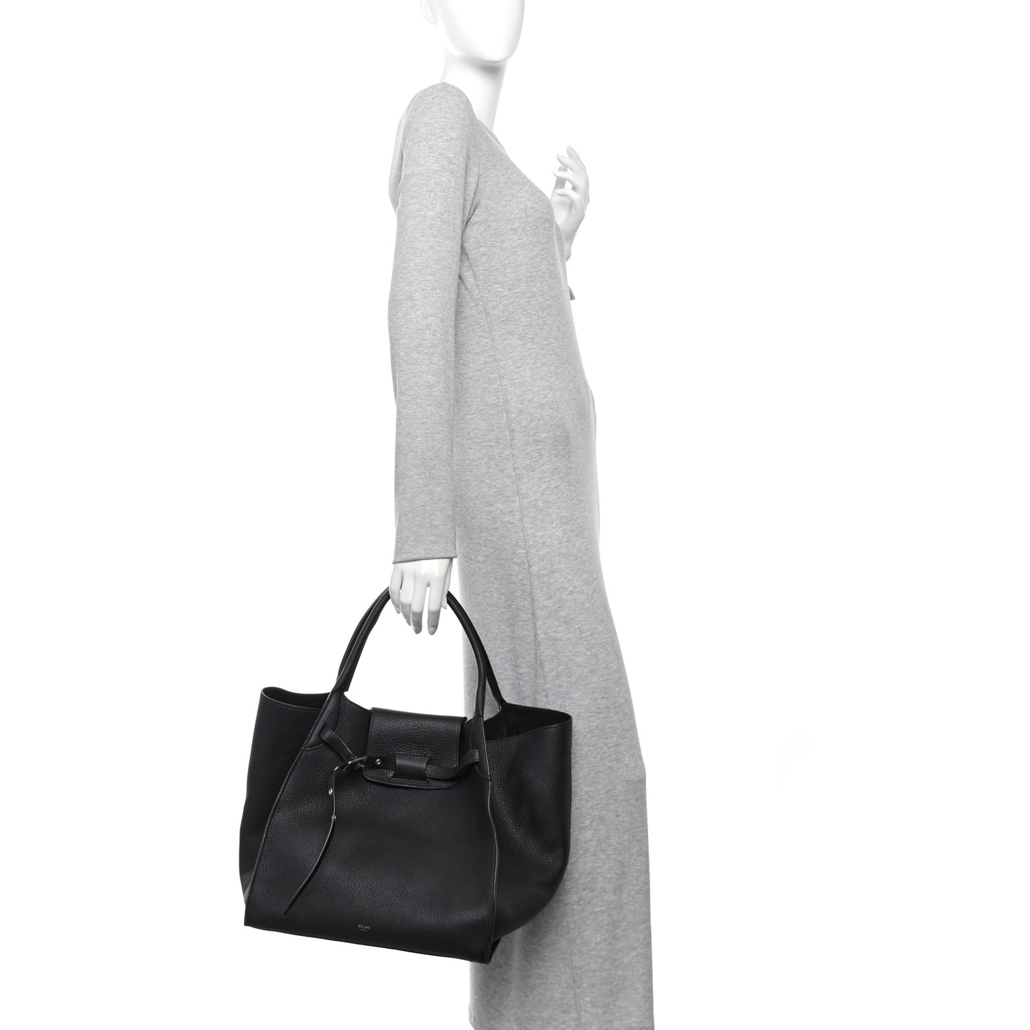 Supple Grained Calfskin Medium Big Bag Black