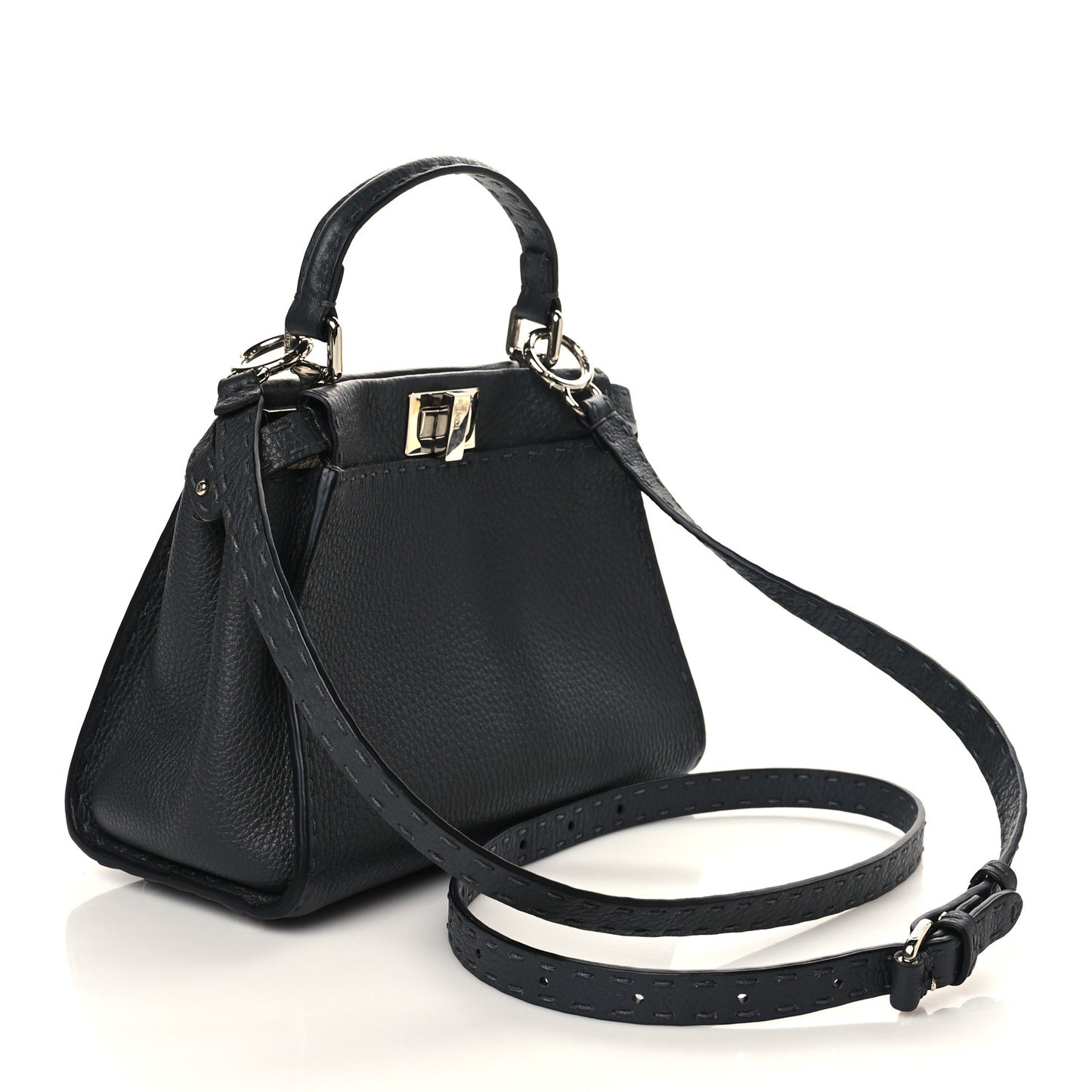 Cuoio Romano Selleria Bi-Color Mini Peekaboo Iconic Satchel Asfalto Latte