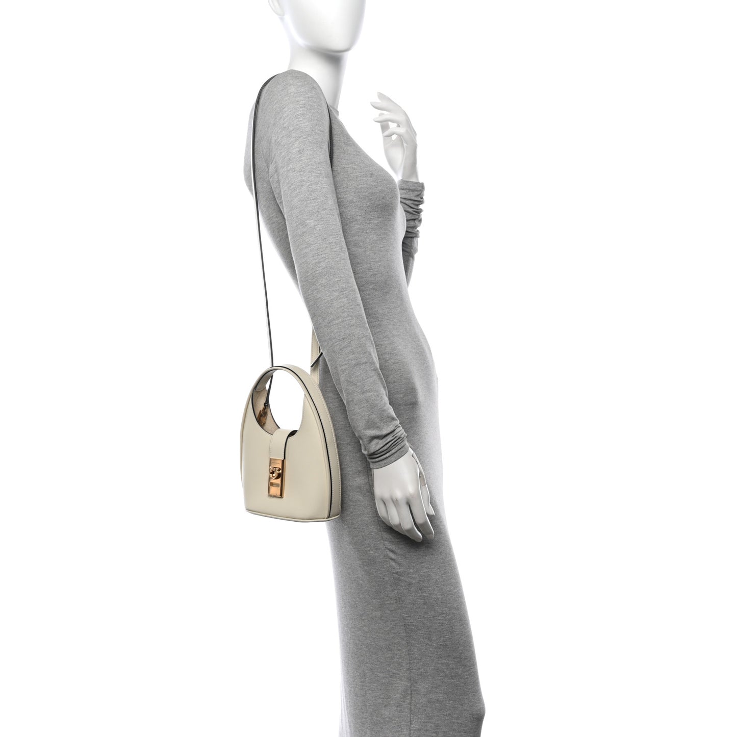 Soft Calfskin Mini Gancini Hobo Mascarpone