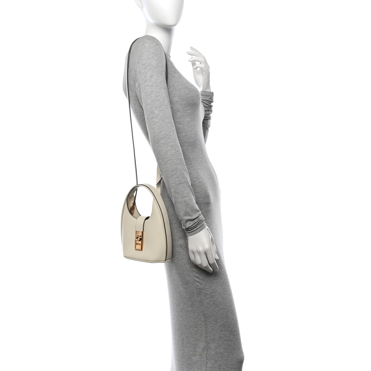 Salvatore Ferragamo Soft Calfskin Mini Gancini Hobo Mascarpone 2 of 9