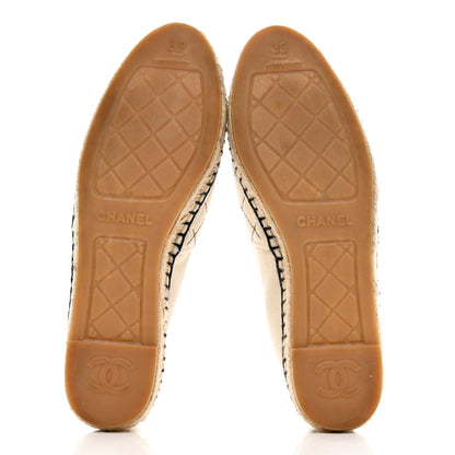 Chanel Fabric Biarritz CC Espadrilles 39 Beige Black 5 of 9