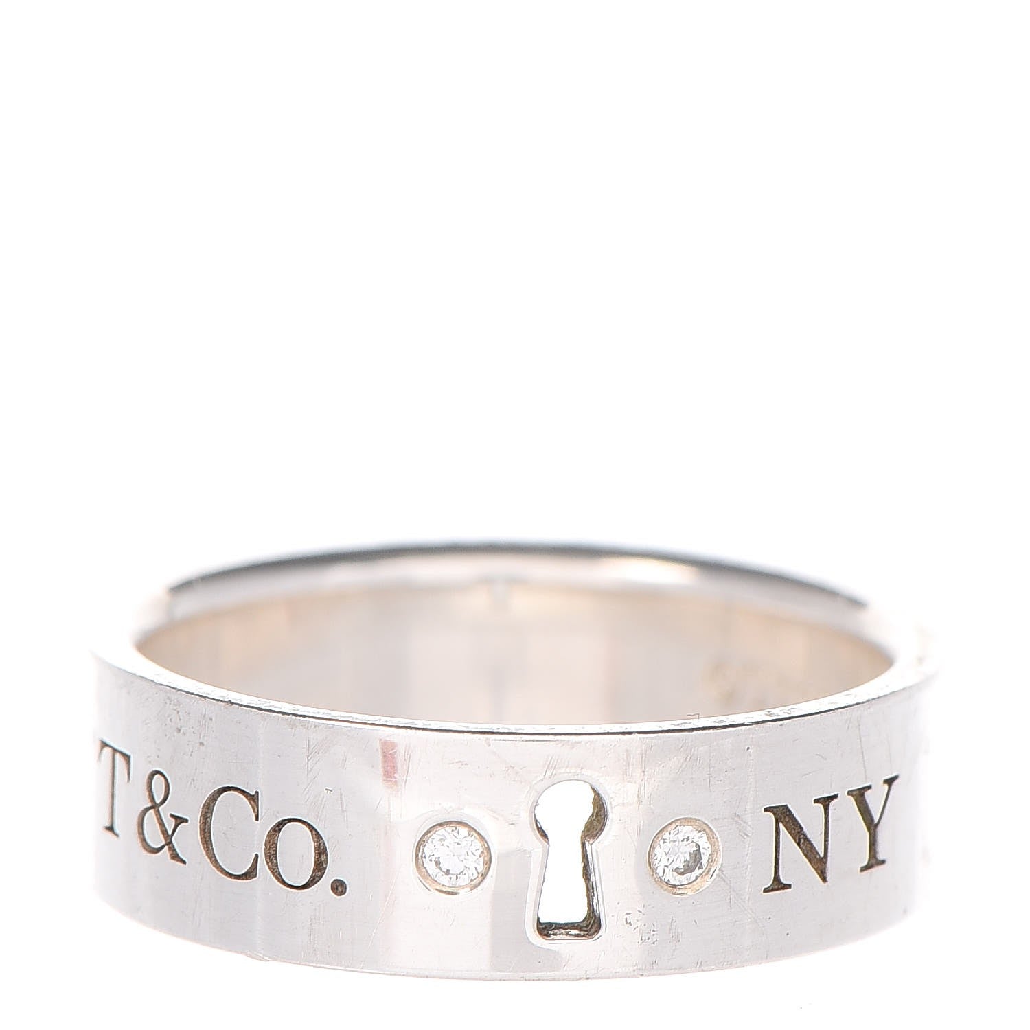 Tiffany Sterling Silver Diamond Locks Ring 54.5 7 4 of 8