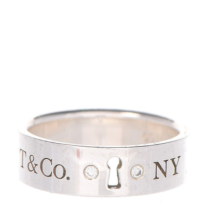 Tiffany Sterling Silver Diamond Locks Ring 54.5 7 4 of 8