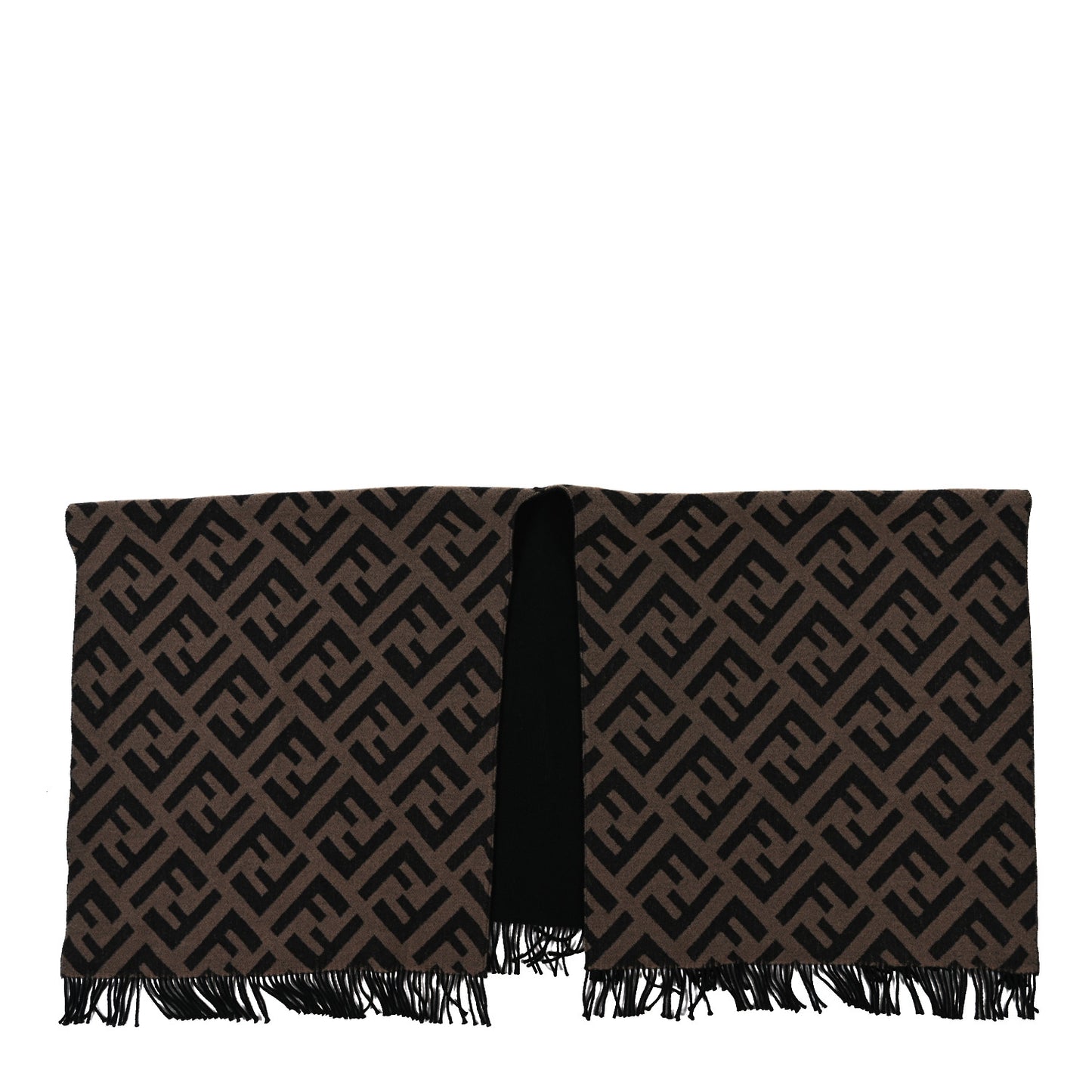 Wool Cashmere FF Print Poncho Tobacco Black